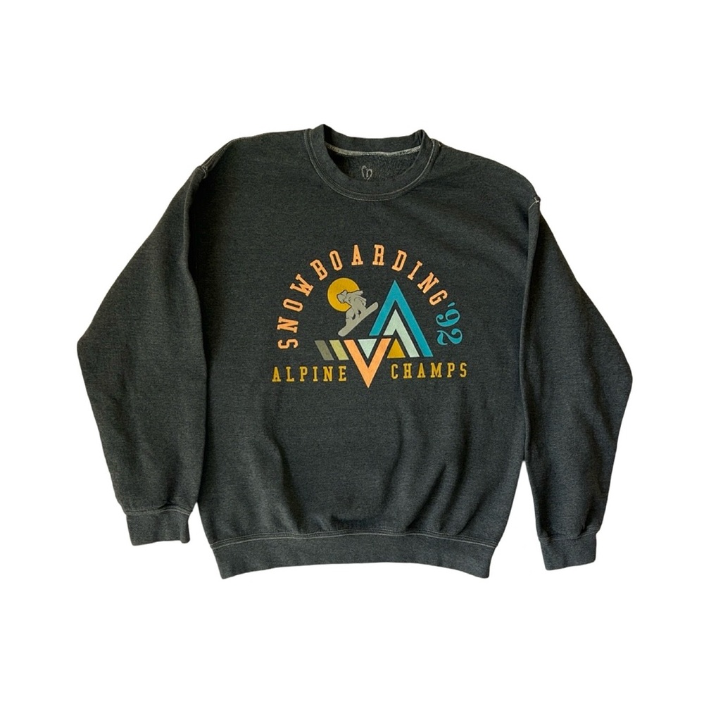 Full Tilt Gray and Yellow Crewneck Sweater/Sweatshirt with Graphic Snowboarding